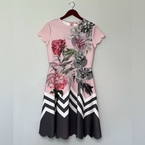 Barely Worn Ted Baker Pink Floral Skater Dress